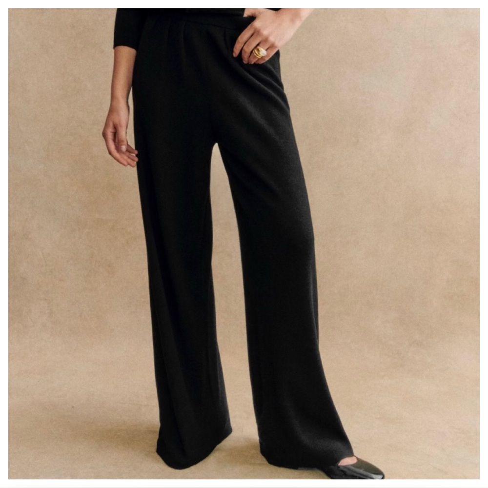 Sezane Loulou Knit Trousers Black - Size L